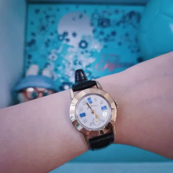 RARE Vintage Tiffany & Co. Manual Winding Watch Blue Sapphire Diamond For Parts